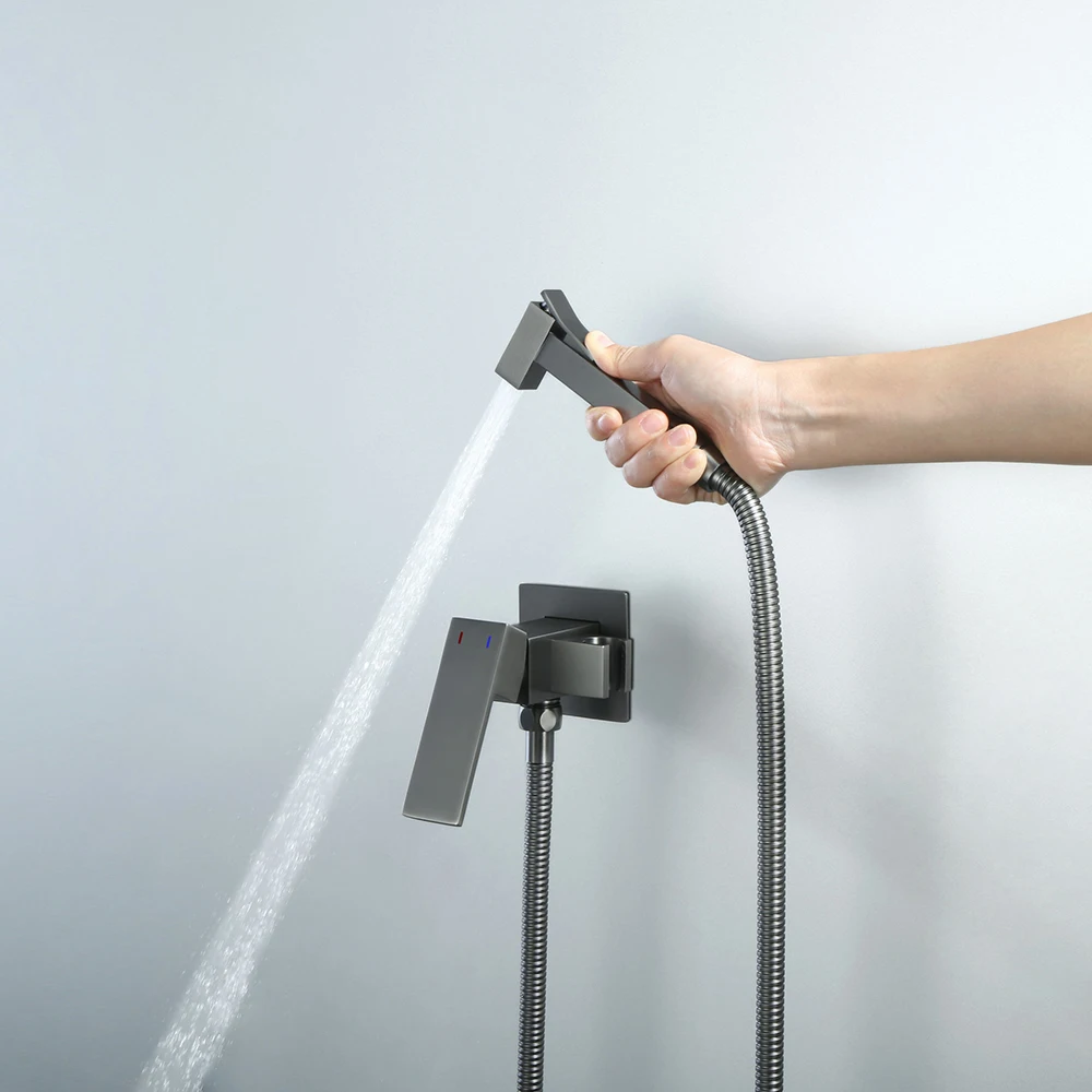 Wall-Mounted Brass Handheld Shower with Ceramic Valve Includes Mixer Valve and Head Durable Hand Shattaf