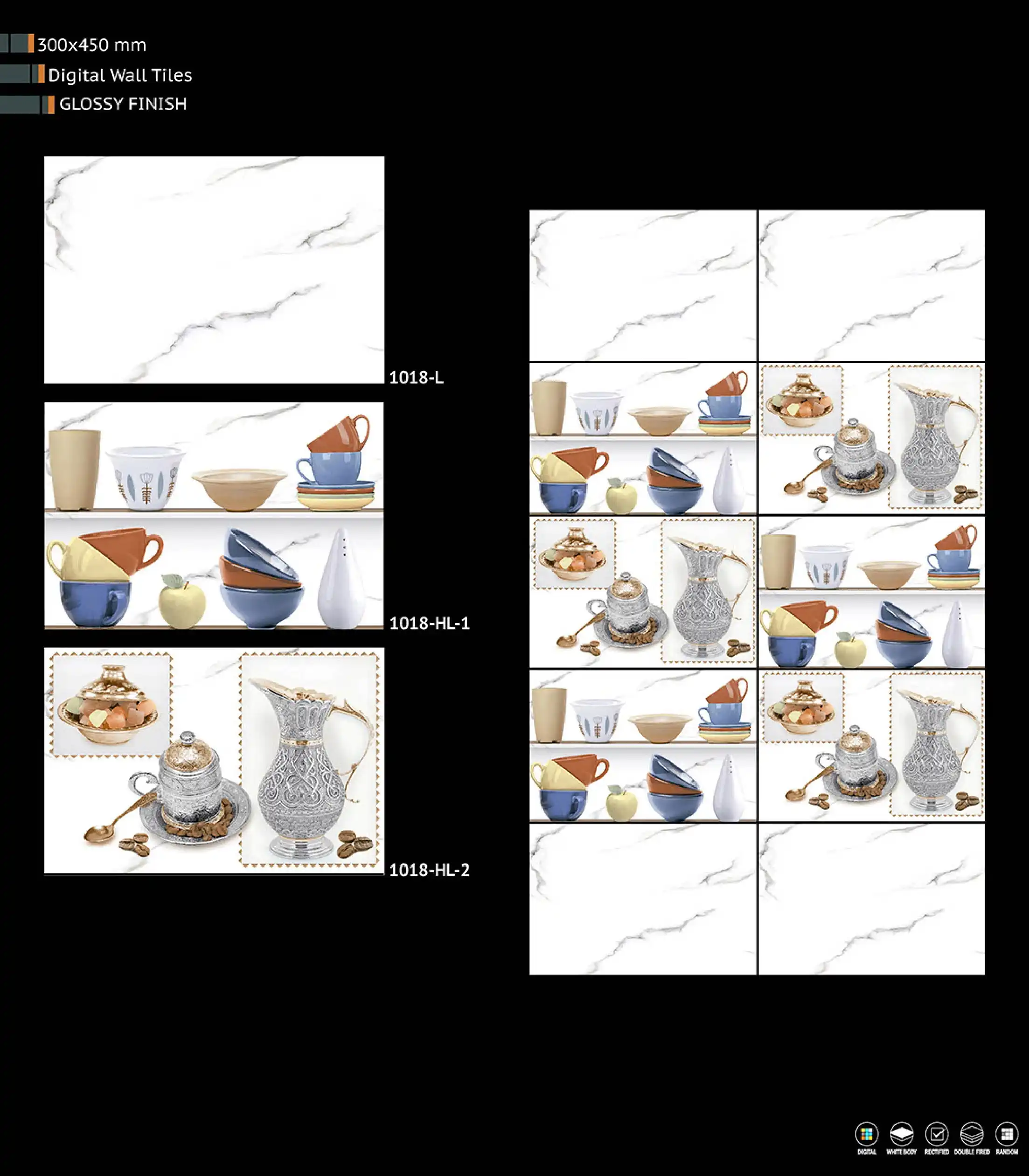 300x450 GLOSSY SURFACE FINISH DIGITAL WALL TILES FOR KITCHEN MADE IN INDIA USAGE APARTMENT FARM HOUSE HOTELS