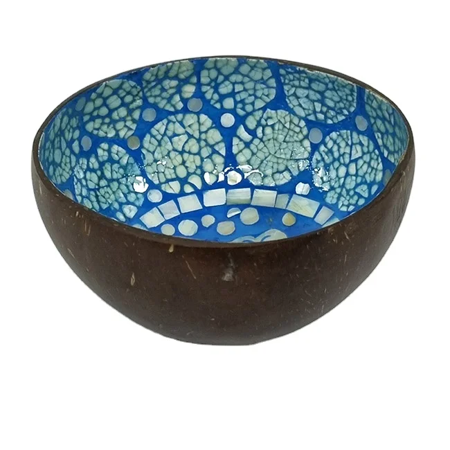 Handicraft oganic salad coconut craft home decor for gift tablewares kitchen storage supplier lacqure coconut bowl for candle