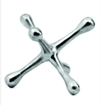 Latest Design Decorative Figurine Sculpture Handmade Metal Jacks Model High Quality Silver Polished Cross Sculpt For Centerpiece