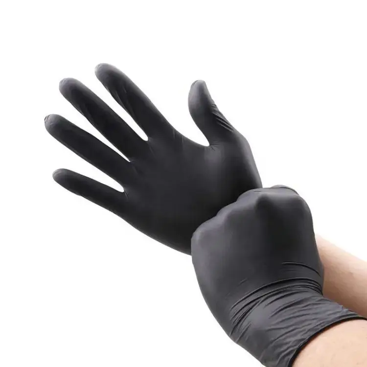 Wholesale nitrile gloves 9 inches barber tattoo shop beauty pink glove custom box powder free black nitrile gloves