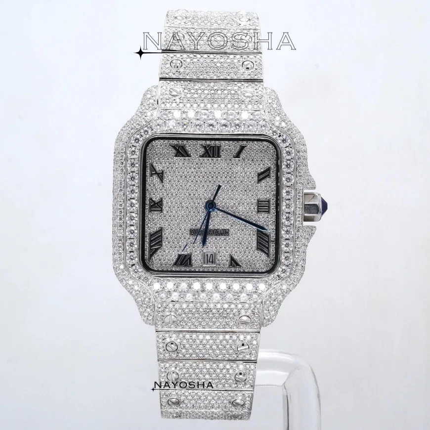 2024 Luxury Custom Design Hip Hop Iced Out Bust Down Square Dial Real VVS Moissanite Diamonds Watches Men Womens Bling Timepiece