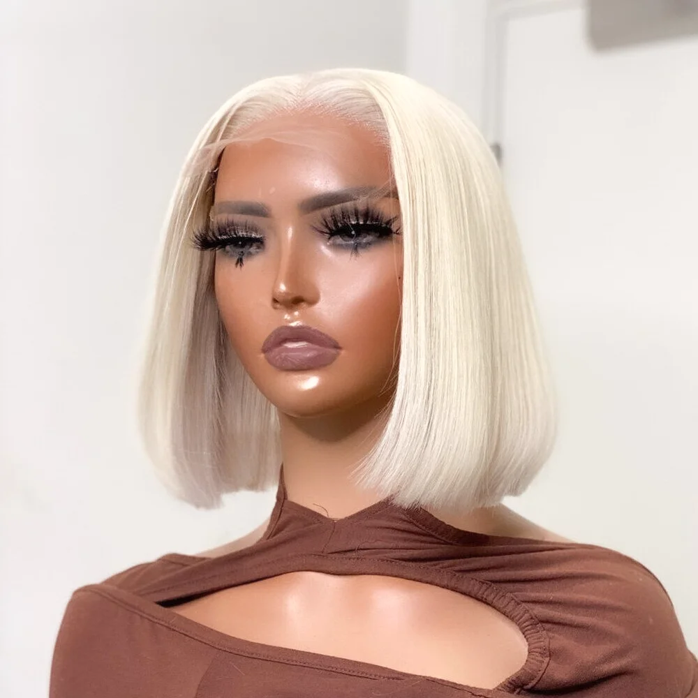 13x6 Raw Indian Temple Human Hair 13X4 HD #60 Ice Color Bone Straight Bob Wig For Black Women SDD Bob Wig