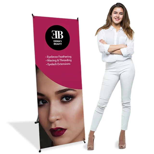 Customized 60 x 160 cm or 80 x 180 cm stand banner x banner display for trade show exhibition