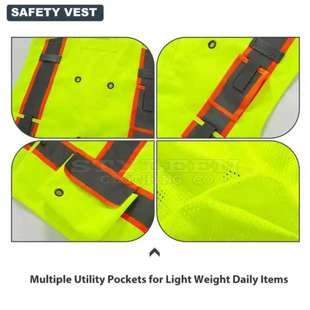 Quality Manufacturer Wholesale Best Orange Green Black LED Lights Vest High Visibility Jacket Engineer Safety Reflector Vest