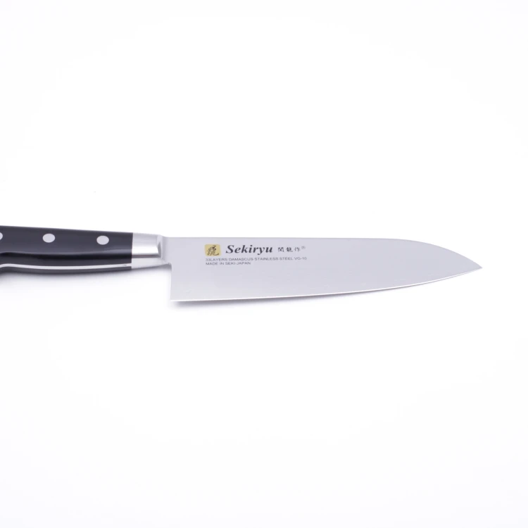 Sekiryu 180mm 33 Layers Damascus VG-10 Stainless Steel Knife,ABS Plastic Handle with Stainless Bolster Santoku