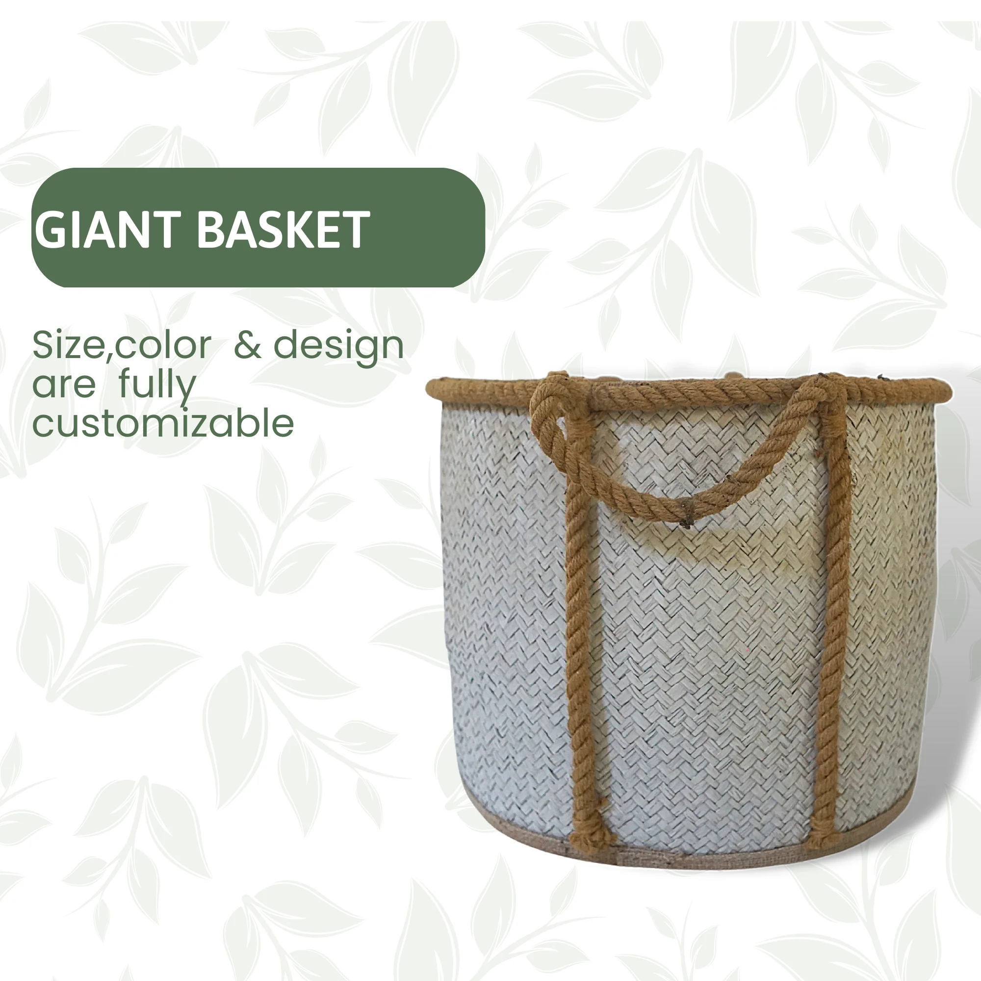 Large bamboo Basket with cotton rope, Laundry Storage Basket Set For Home Nesting Baskets with Cotton High Quality