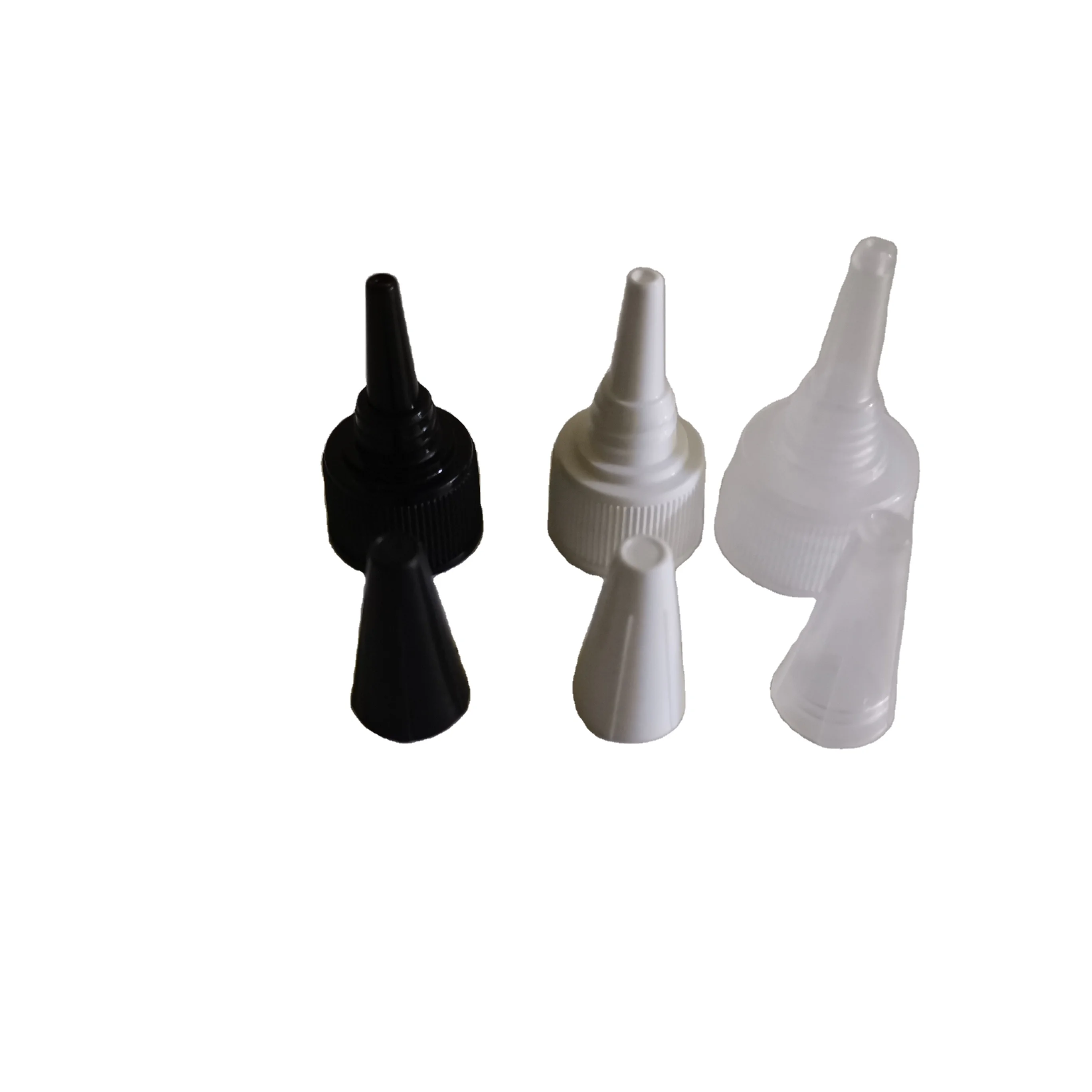 Best quality lids bottle caps closures black twist cap 18/410,20/410  plastic oil bottle nozzle twist cap