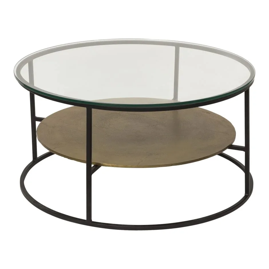 Modern round Dining Coffee Table with Glass Top and Durable Metal Centre Wood Material for Living Room Furniture Decor