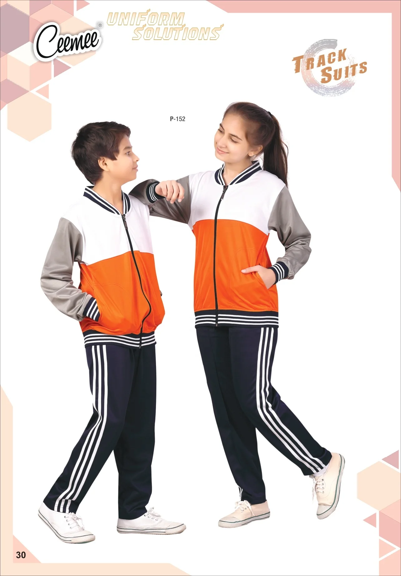 School Students Sports Uniforms Manufacturer Boys Stripes Style Jacket With Track Pant Set