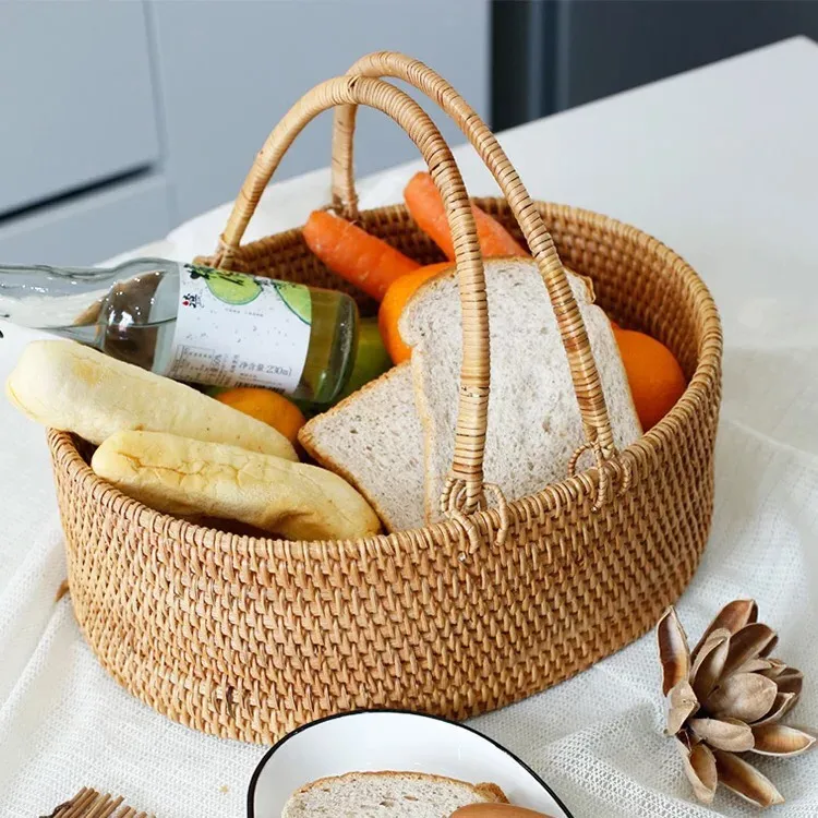 Top Product Hot Trend Custom Material Eco Friendly Manufacturer baskets for storage Rattan Fruit Basket Made In Vietnam