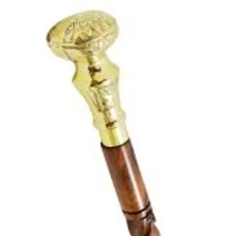 Brass Handle Walking Stick Cane Wood Cane Wooden Decorative Walking Stick Daily Use For  Men & Women