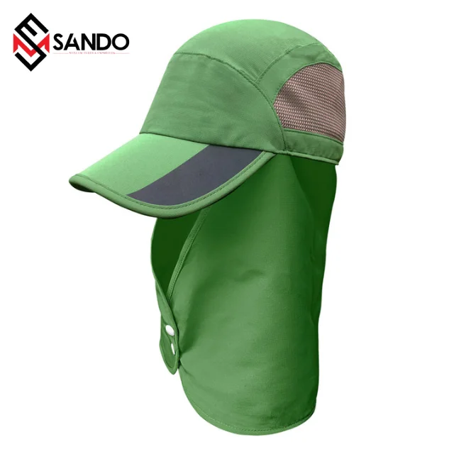 Custom logo high visibility sun protection hat with neck flap reflective material hat for sun protection