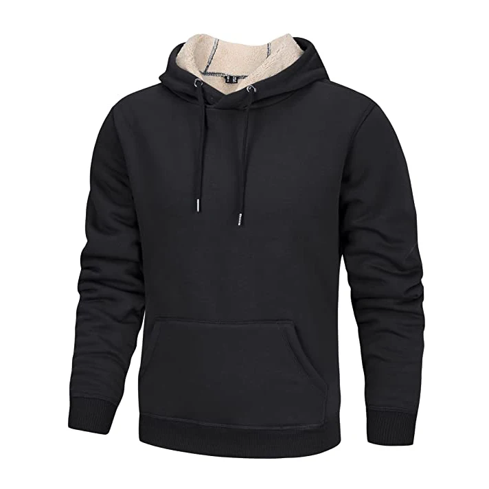 Plus velvet pullover sweatshirt casual drawstring hoodie custom logo men winter essential tops
