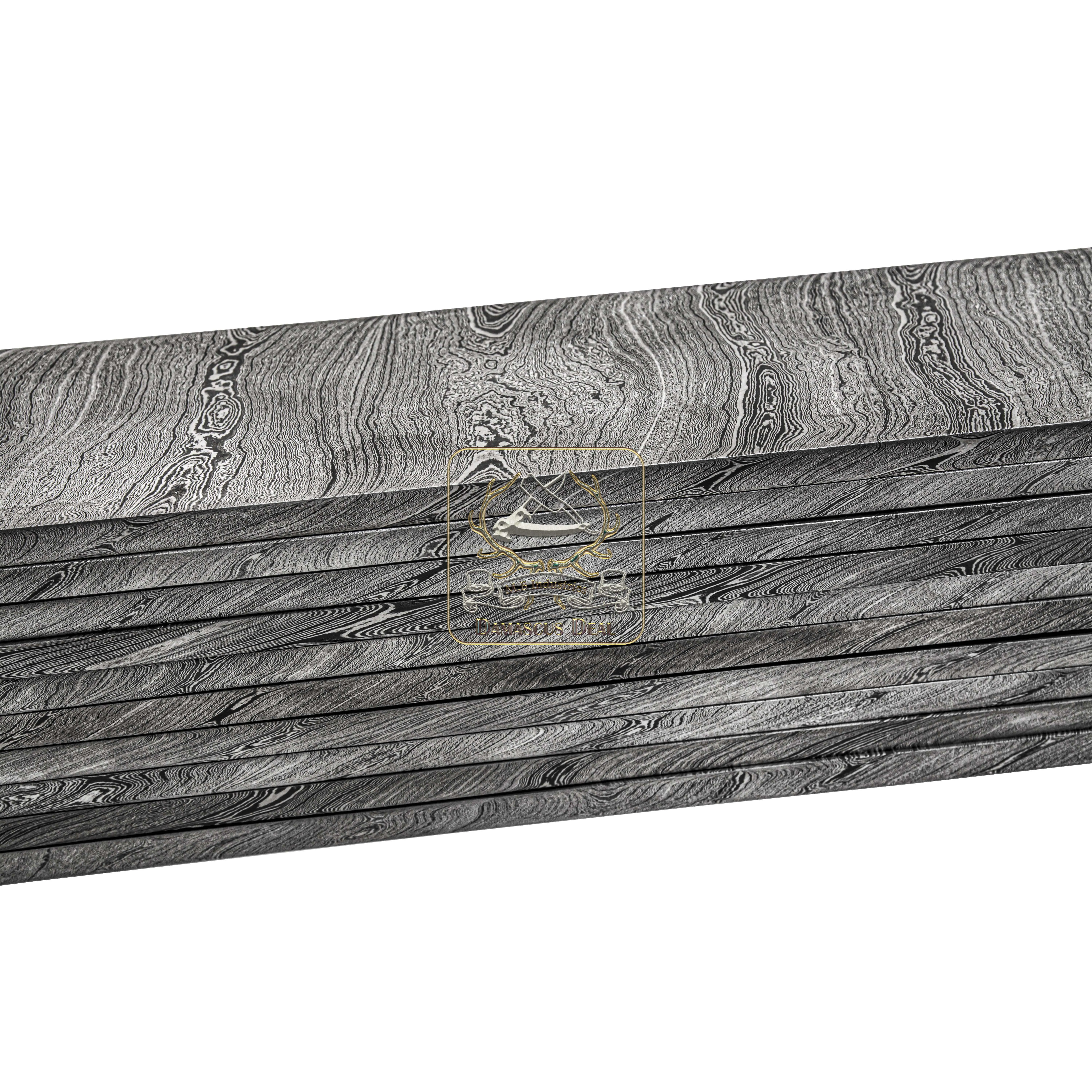 Damascus Steel Billet Twisted Pattern DD-Twist-623 for Knife Making Hand Forged Carbon Steel Hardness 58-62 HRC Billet