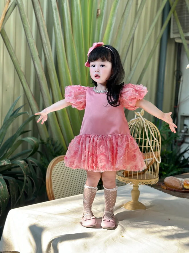 Nhung Nguyen Princess Dress OEM ODM Daily Baby Girl Kid Clothes Daily Ruffled Hem Baby Doll Dress Made Vietnam Children Age