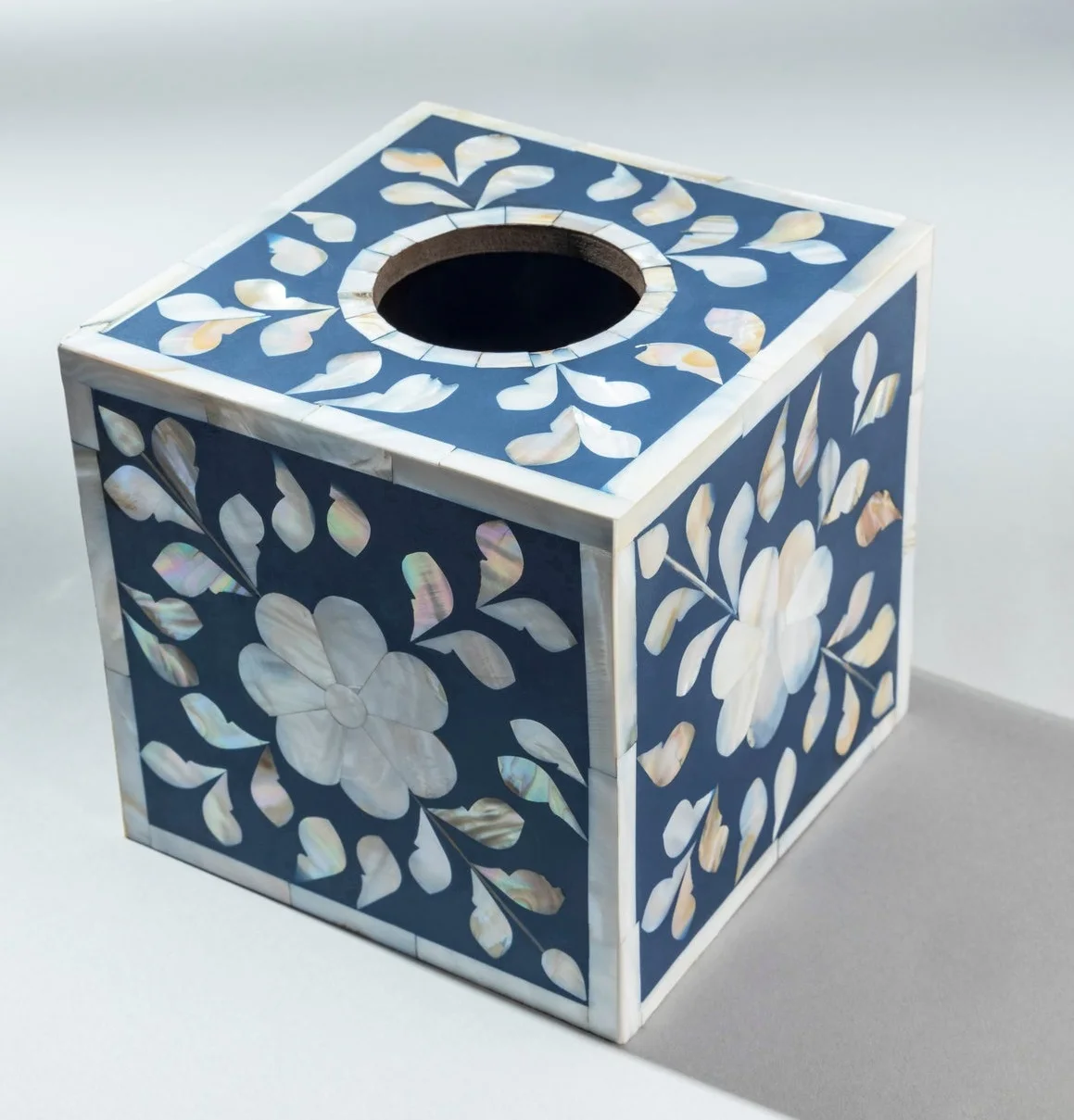 India Handmade Bone Inlay Napkin Holder Creative Multi Styles Sky Blue and White Tissue Box with leaf Designs Home Hotel Used