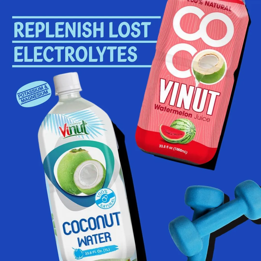 100% Pure Coconut Water w Watermelon | 1000ml (Pack of 24) VINUT, Plant Based, Non-GMO, No Added Sugar, Essential Electrolytes