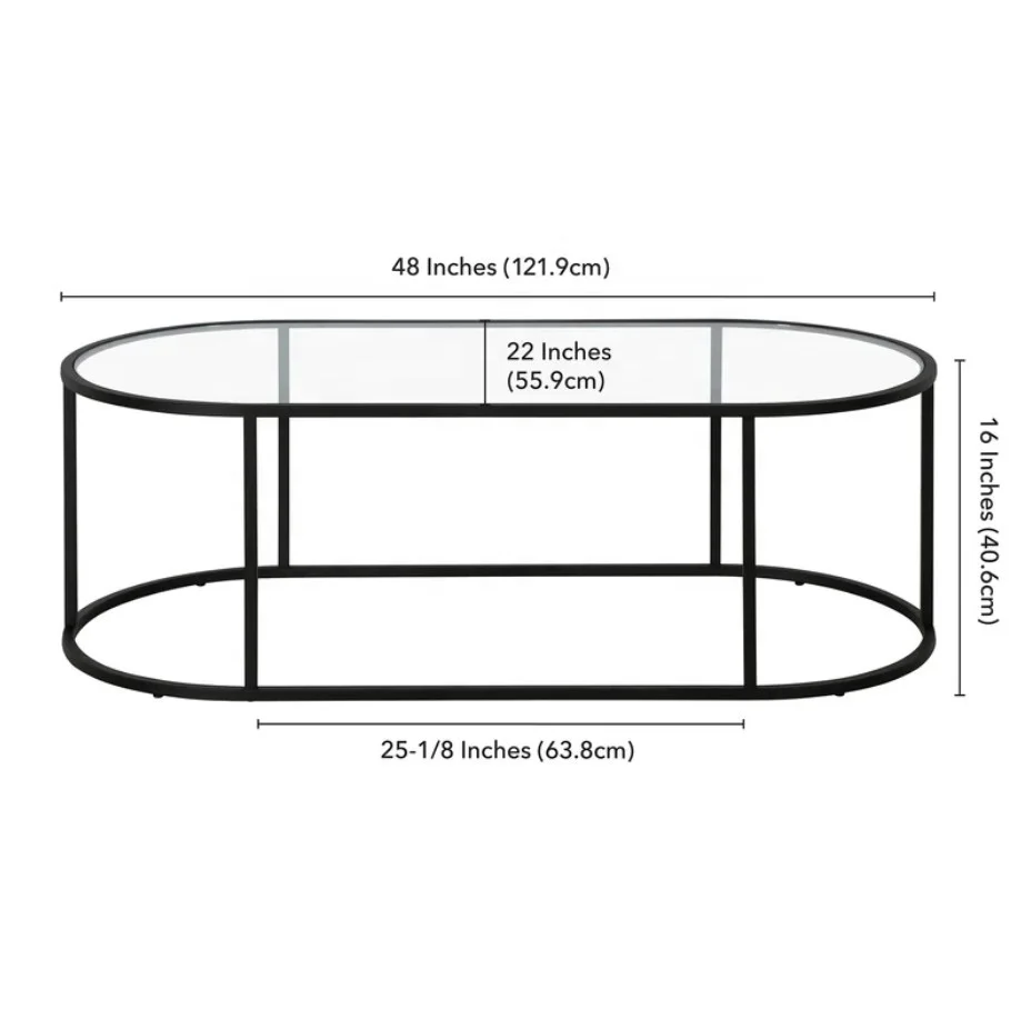 High Quality Large Oval Shape Coffee Table with Oval Glass Top for Living Room And Hotel at Best Price