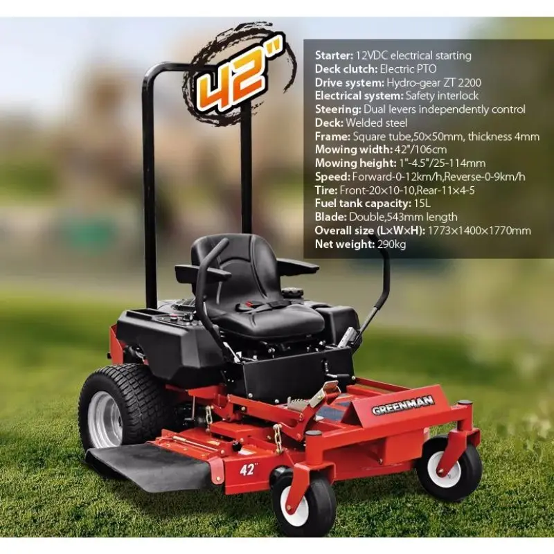FACTORY PRICE Special Price 42 52 60 Inch Zero Turn Lawn Mower with 25HP Gasoline Engine Tractor Lawn Rotary Mower