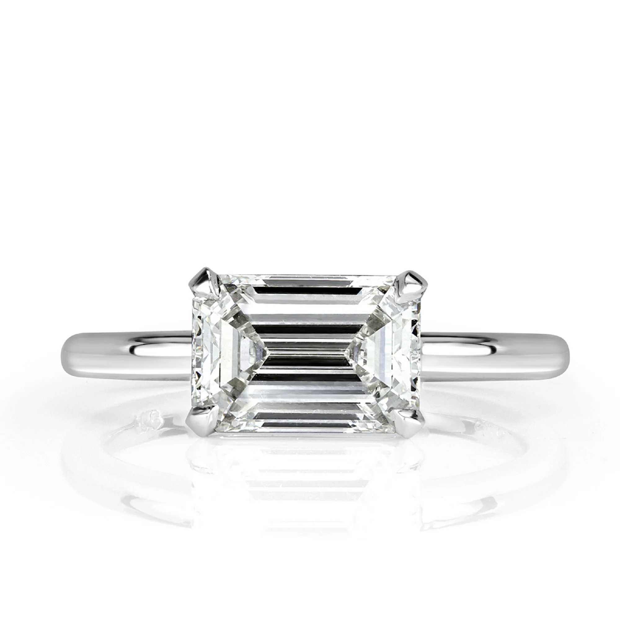14K Solid White Gold 2.0 Carat Emerald Cut Lab Grown Diamond Ring White Gold Diamond CVD Lab Grown Diamond Jewelry Ring