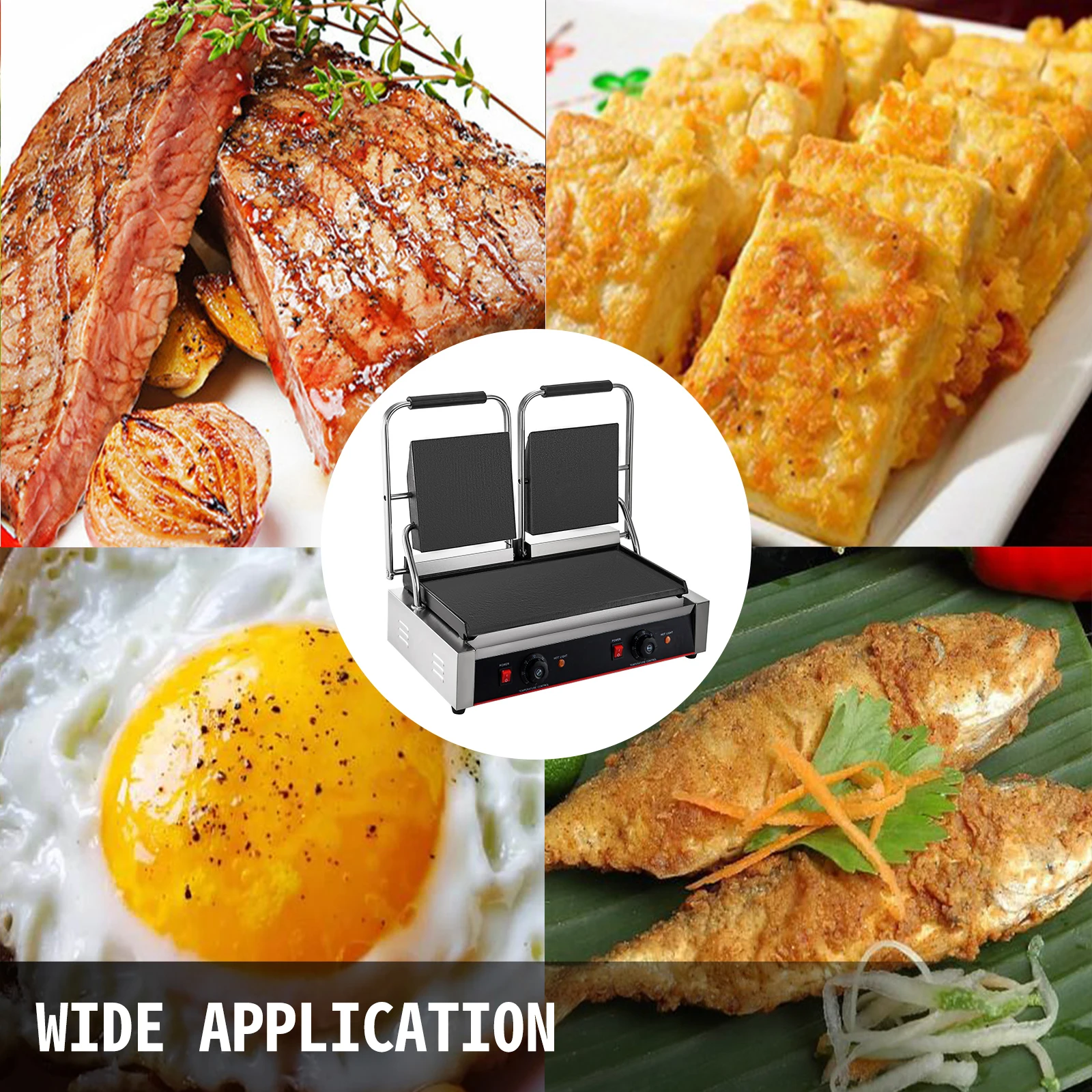 Commercial Double-Head Electric Sandwich Press Maker Stainless Steel Toaster & Panini Grill Digital Contact Outdoor Hotel Use