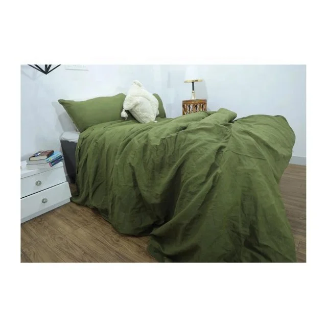 Breathable Dark Green Floral 210TC Pure Cotton Embroidered Bed Sheets With Pillow Covers Checked Easy Wash Bedspreads For Winter