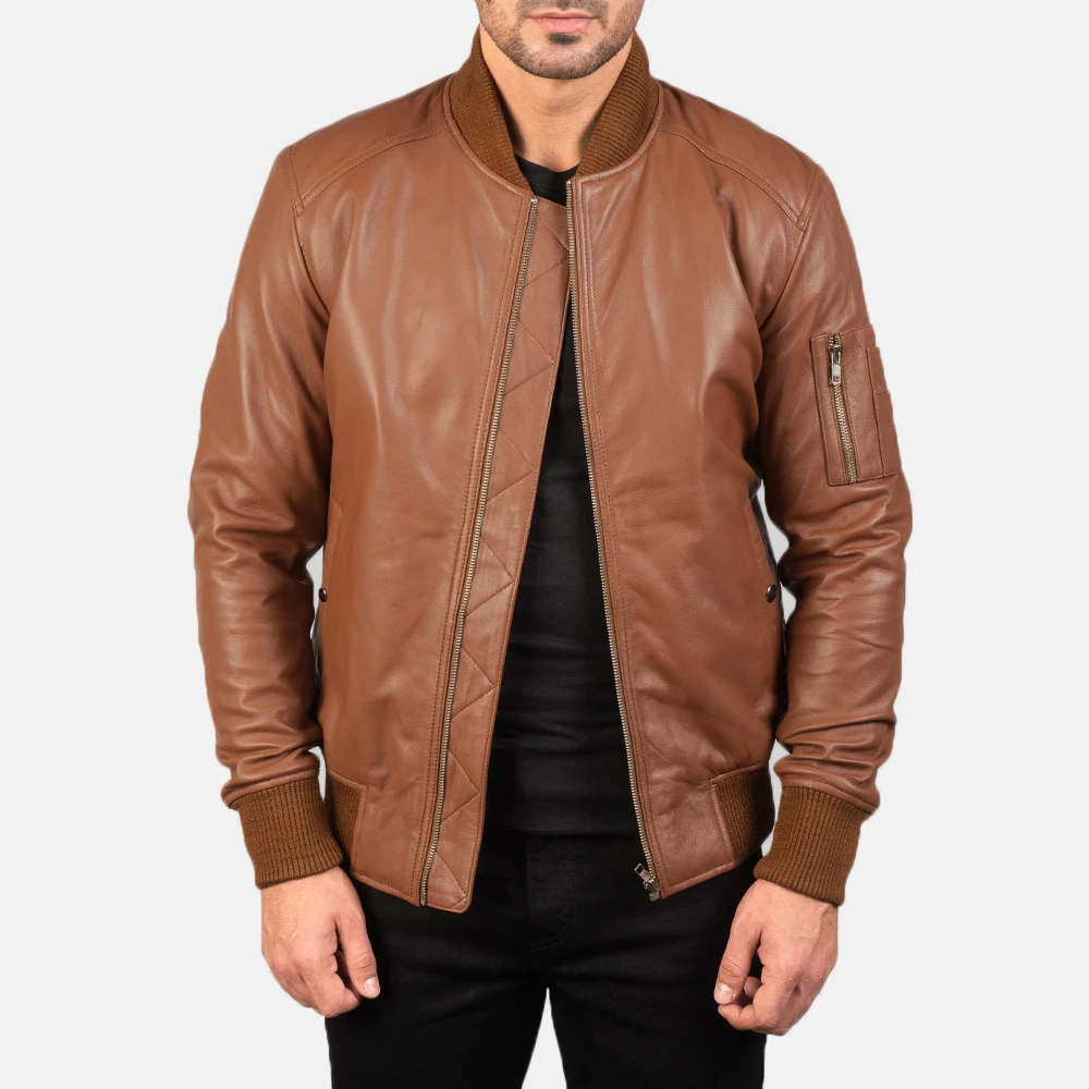 Genuine Sheepskin Bomber Leather Jacket Men Motorcycle Leather Jackets Multi Color Mens Leather Jacket