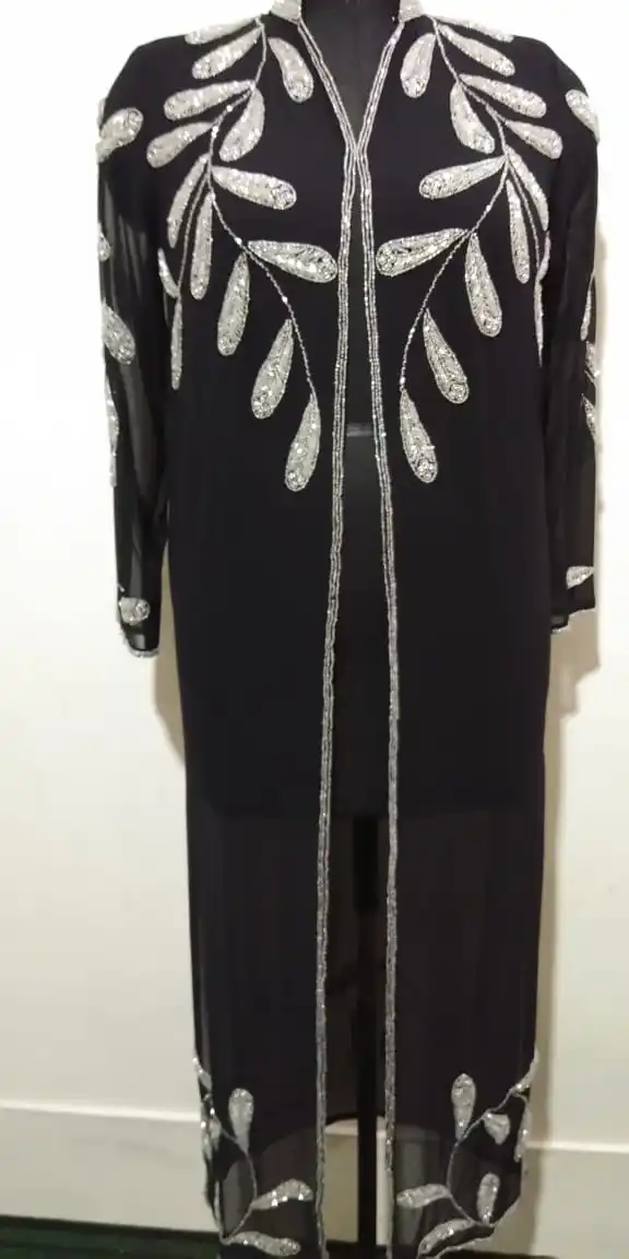 Ivory Champagne Modest Straight Wedding Dress Hand Beaded Crystals Long Veil Cape Warm Bridal Gown Sparkle Magnesia Crafts long