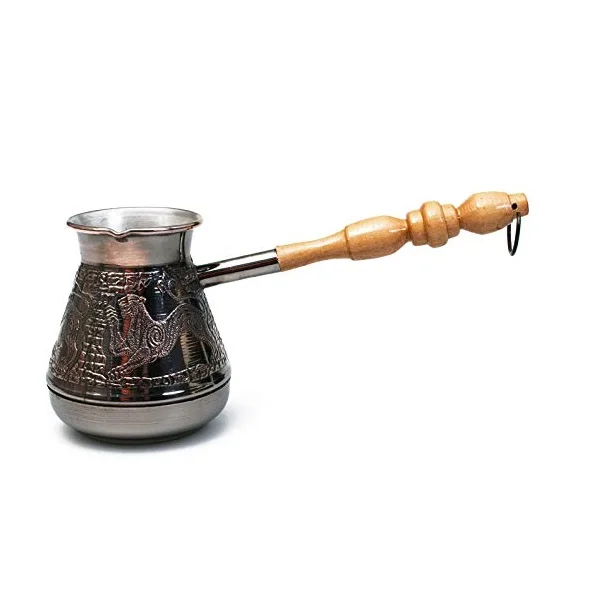 Hot Sale Metal Brass Turkish Kettle for Making Tea Can Be Used on Gas Coffee Pot Embossed Design Silver Color