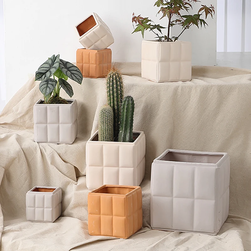 Nordic Big Sofa shape ceramic Flower Pot, Square ceramic Concrete Pots, FRP Plant Pots for Garden Outdoor