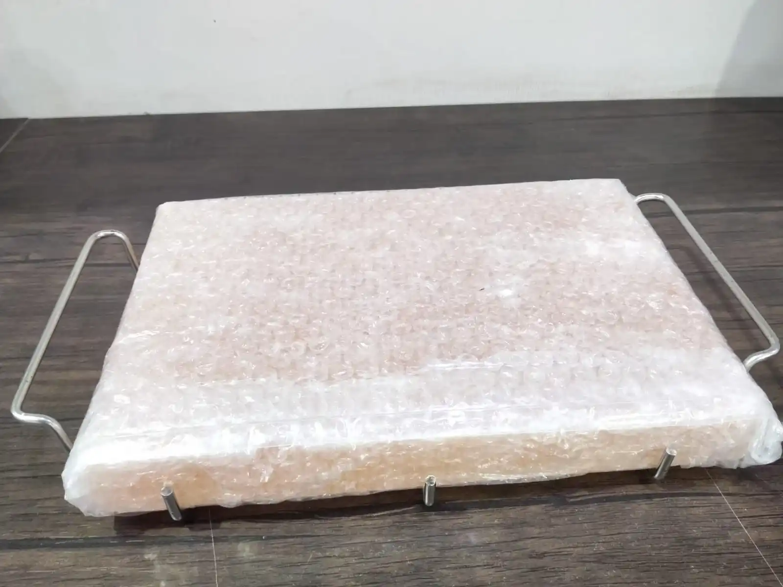 Finest Organic Quality Himalayan Pink Salt Cooking Slab 8 x 8 x 1.5 inches With Premium Quality Stainless Steel Holder