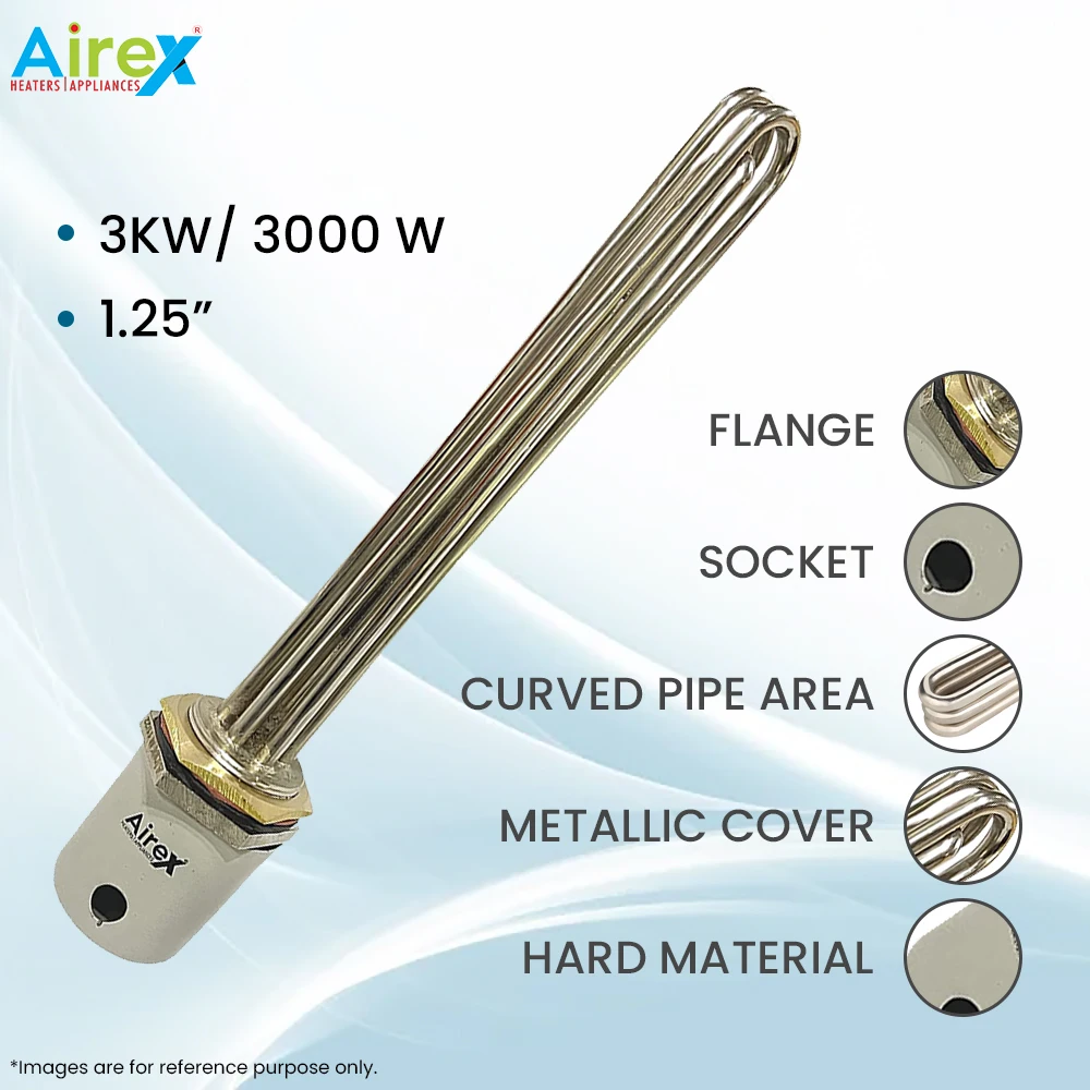 Airex Tubular Water Heater Immersion Heater Rod Water Boiler Storage Tank Heater Thread Type Heating Element BSP 41.9mm 3000Watt