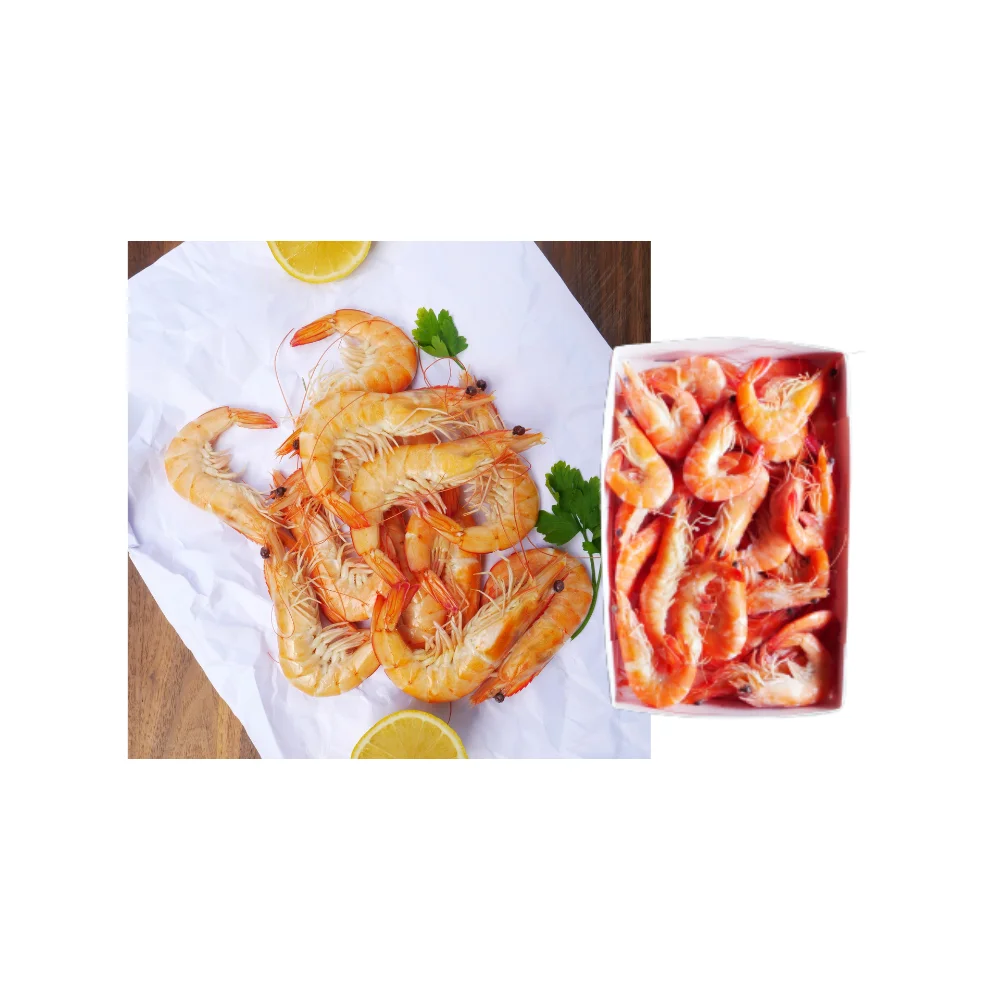 Wholesale Manufacturer Direct Sell Net Catch (26-30 pcs/kg) Semi-IQF 1 kg/box Frozen Cooked Vannamei HOSO Red Shrimp