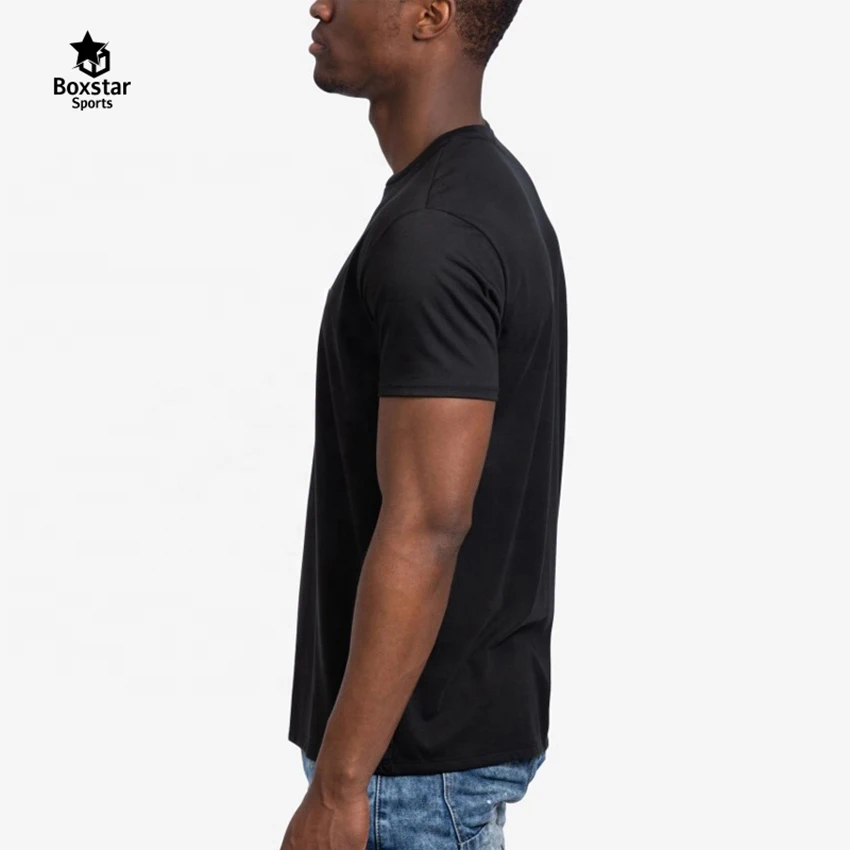 OEM Custom High quality Cotton and Spandex crew neck t black sports wear t shirt for men