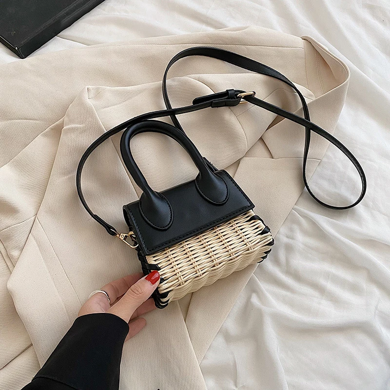 Mini Woman Straw Bag Luxury Summer Raffia Woven Handmade Handbags and Purses Rattan Beach Bag
