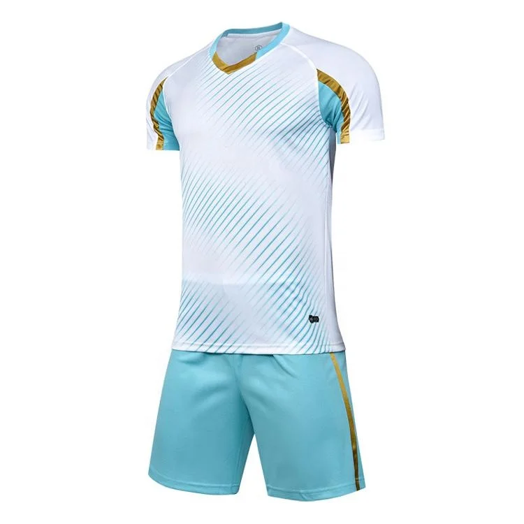 2022 настраиваемая Высококачественная футбольная одежда поставщик Camiseta Blanco Y синий Camisetas De Futbol Baratos Mayoreo комплект футбольных