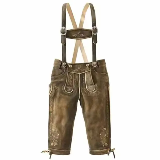 Custom Made Unisex Lederhosen Bavarian Shorts Original Leather Printed Top Quality Factory Manufacturer Latest Design Fashion
