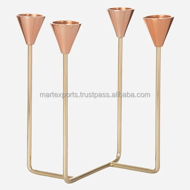 Nordic Style Bronze Candle Holder 4 Arm Candelabra Wedding Table Centerpieces Candlesticks metal candle holder