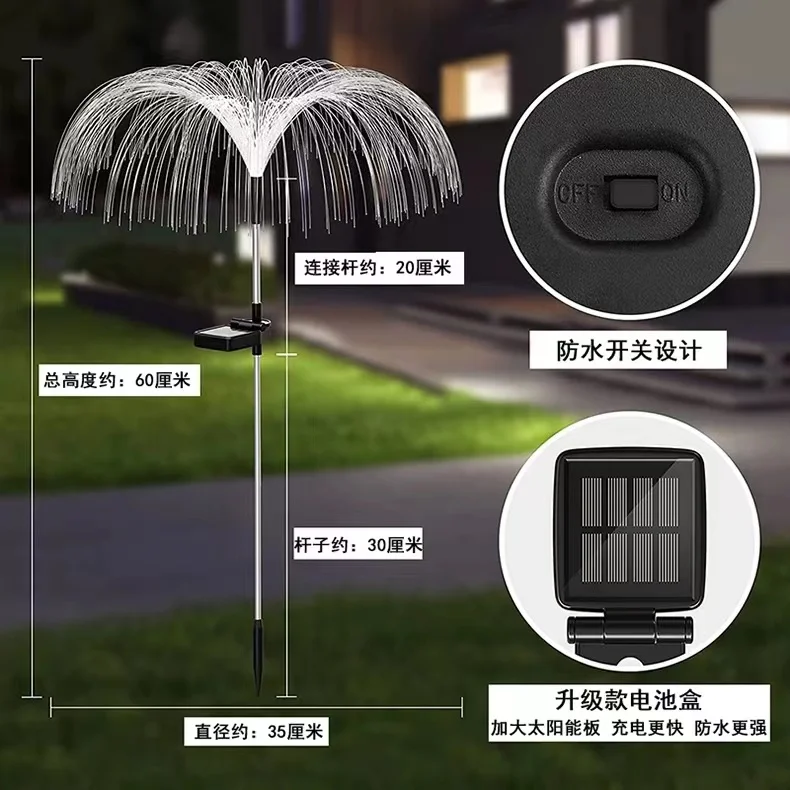 Landscape Decorative IP65 Outdoor Waterproof LED Solar Fiber Optic Lamp Jellyfish Fountain Lights Garden Solar Lawn Lights