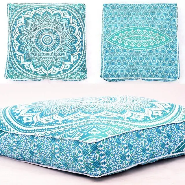 Mandala Meditation Pillow Cushion Pouf Floor Cushion Cover 35 Inches Large Multiple Color Square