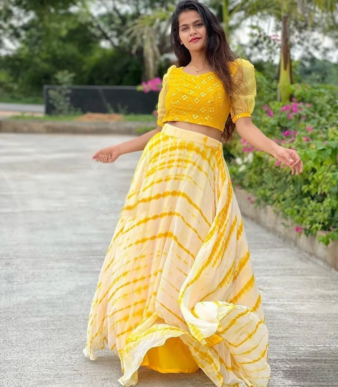 Crafted with premium hues this lehenga styled with a jacket. This exclusive outfit features a trendy yet traditional style,