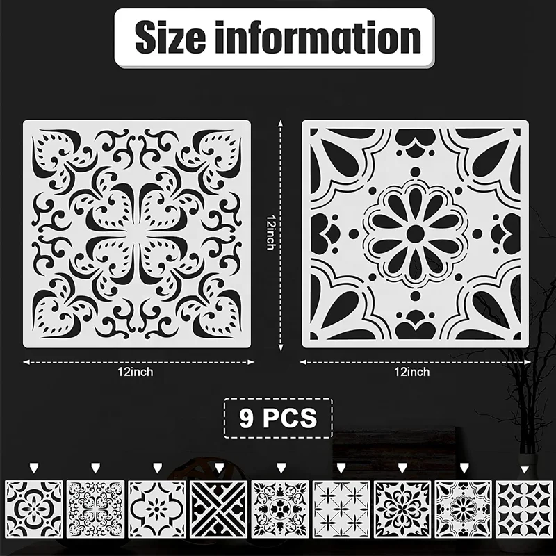 Simple Style Large Tile Stencils for Painting Walls Concrete Floor Stencils Drawing Pattern Templates