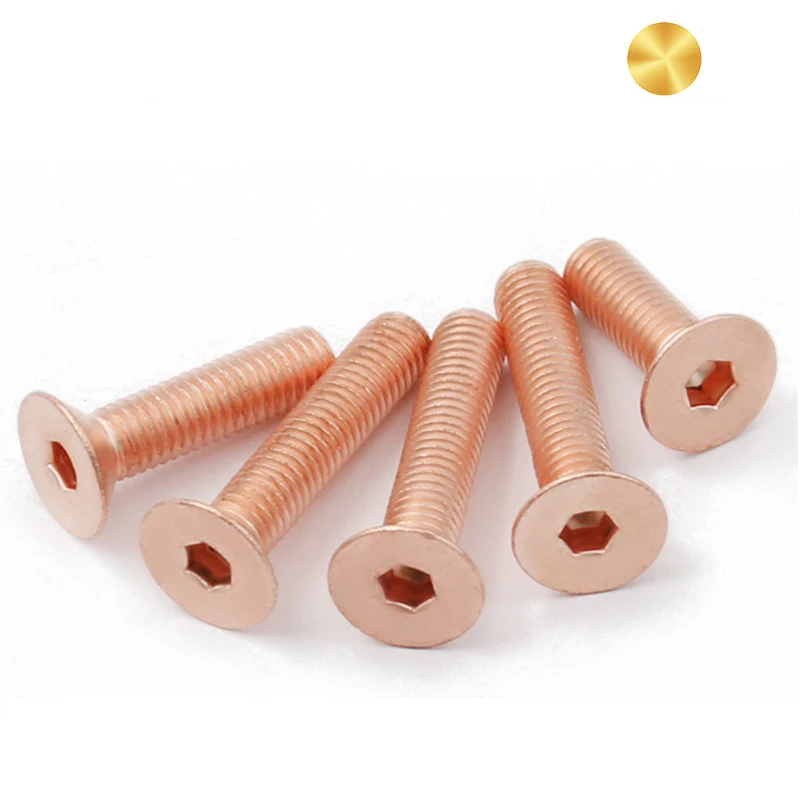 Machine Countersunk Hex Drive Allen Hexagon Socket Cap Brass Flat Head golden Screws
