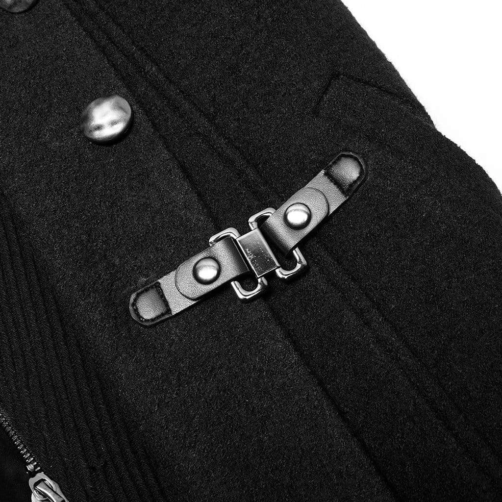 Men Gothic Coat Leather Hooded Medieval Gothic Retro Punk Long Sleeve Jackets Custom Gothic Wear