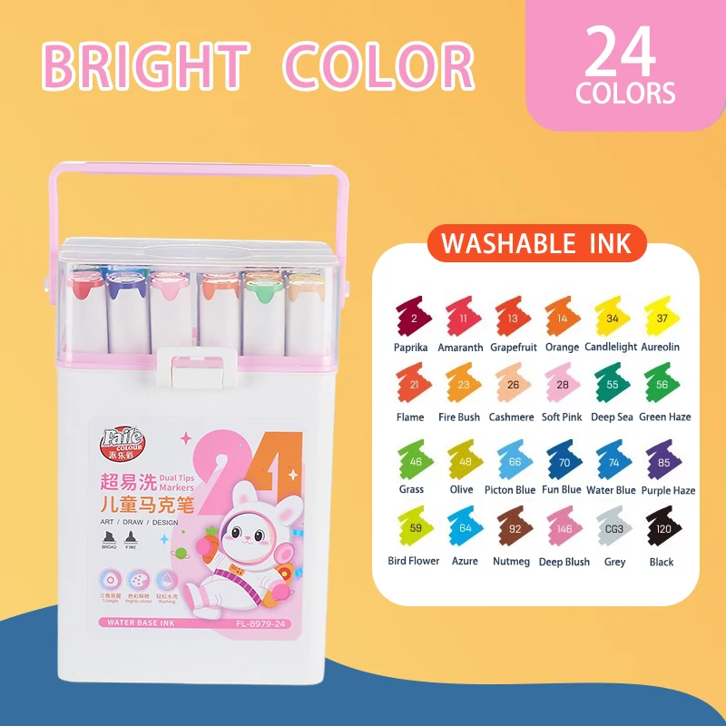 12/24/36/48 Colors Washable Double Tipped Art Markers Set for Artists Adults Coloring and Illustrations
