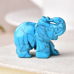 Wholesale Natural Blue Turquoises Gemstone Elephant Statue Crystal Figurines Animal Crafts For Reiki Healing Meditation & Vasstu