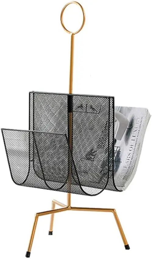 Black Home Storage Organizer Space-Saving Metal Wire Farmhouse Wall Mount Magazine Holder for Books Magazines for Office Use