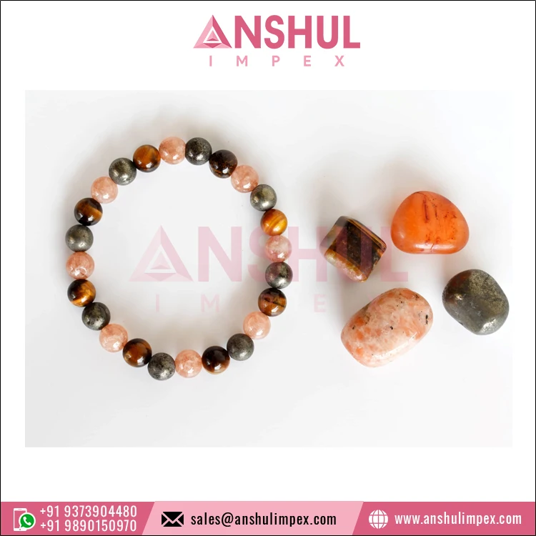 Exclusive Range of LEO Zodiac Crystals Kit Meditation Gift Birthstone Tumbled Stones Zodiac Stone Card Round Beads Bracelet Kit