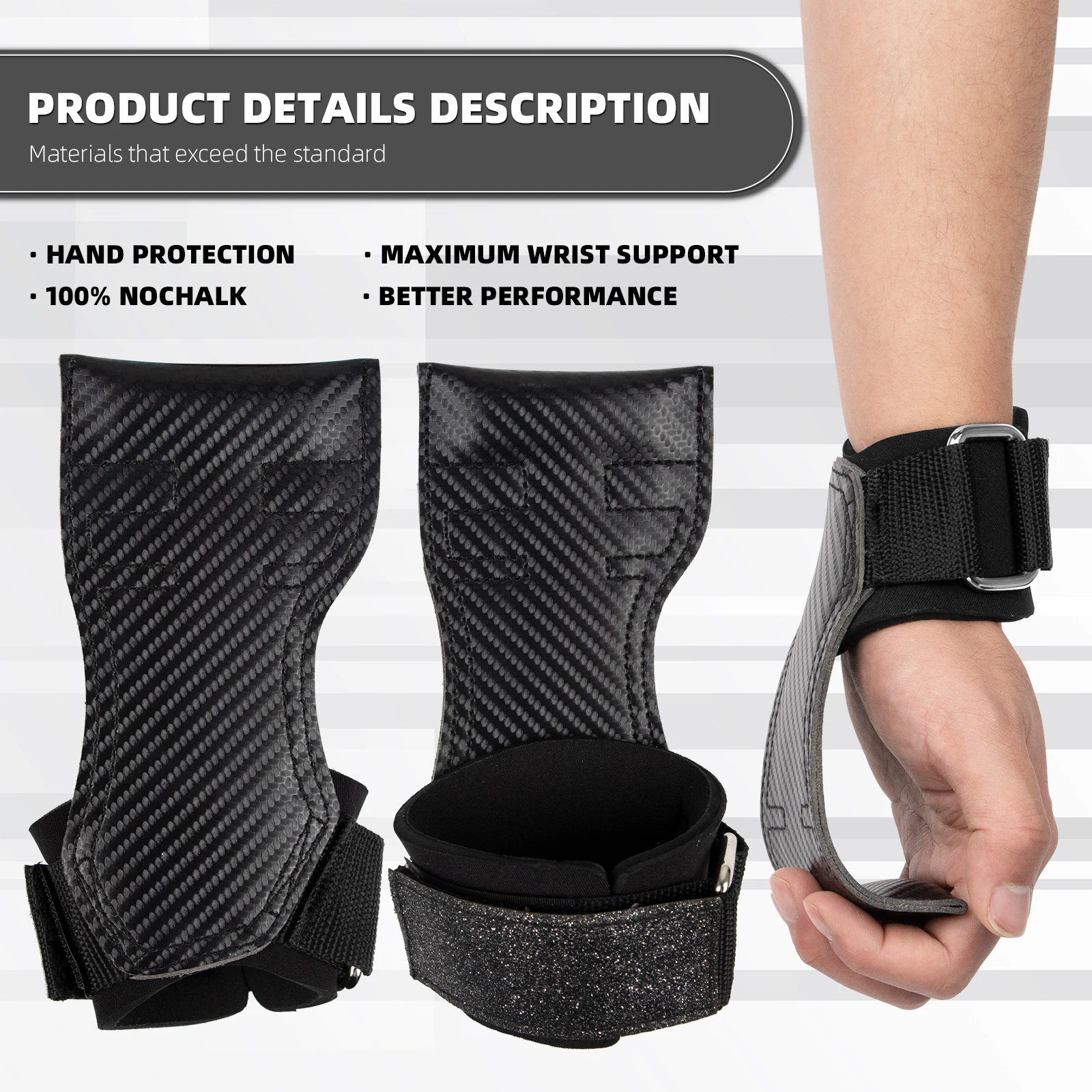 New Arrival Fitness Adjustable Weight Lifting Best Gym Hand Grips for Men Fingerless Girls Carbon Gymnastics OEM Service